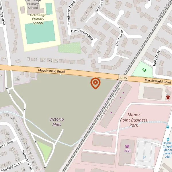 Map showing approximate location: VICTORIA MILLS, MACCLESFIELD ROAD, HOLMES CHAPEL, CW4 7PA