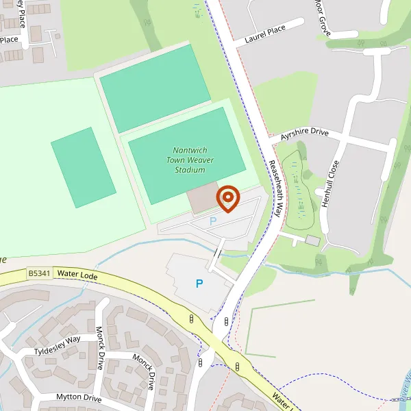 Map showing approximate location: The Weaver Stadium, Waterlode, Nantwich, CW5 5BS