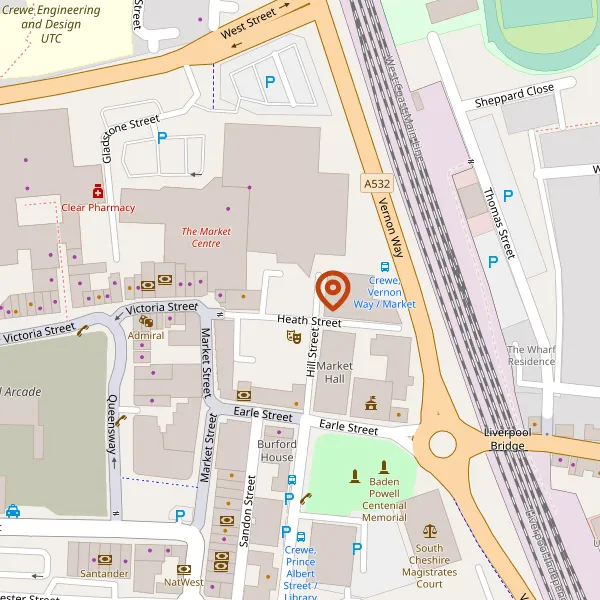 Map showing approximate location: Lyceum Square, HEATH STREET, CREWE