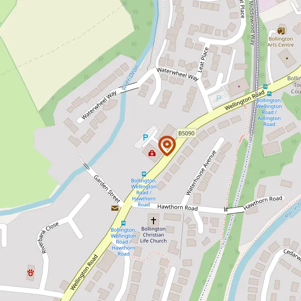 Map showing approximate location: The Waterhouse, 51, Wellington Road, Bollington, Cheshire, Sk10 5Jh