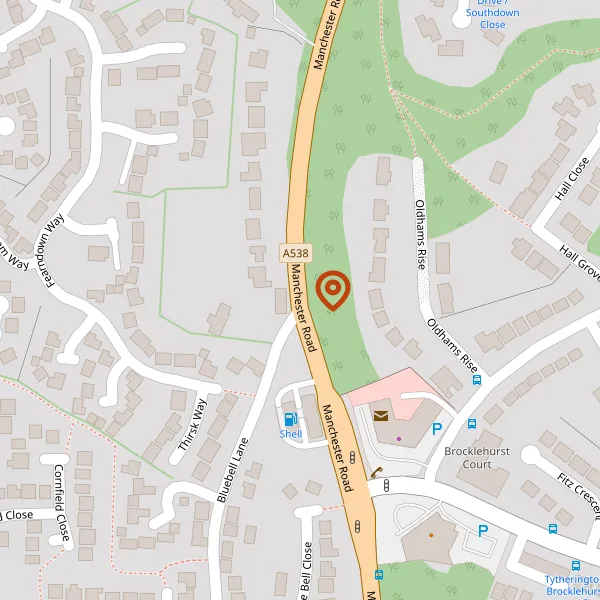 Map showing approximate location: TYTHERINGTON FILLING STATION, 53, MANCHESTER ROAD, MACCLESFIELD, SK10 2JJ