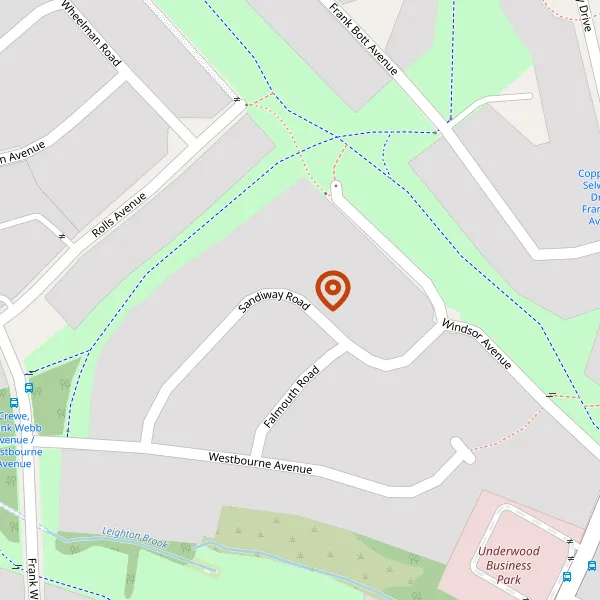 Map showing approximate location: 18, SANDIWAY ROAD, CREWE, CW1 3QR