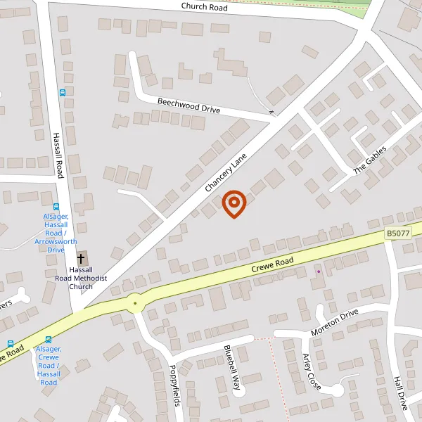 Map showing approximate location: LITTLE GABLES, 12, CHANCERY LANE, ALSAGER, ST7 2HF