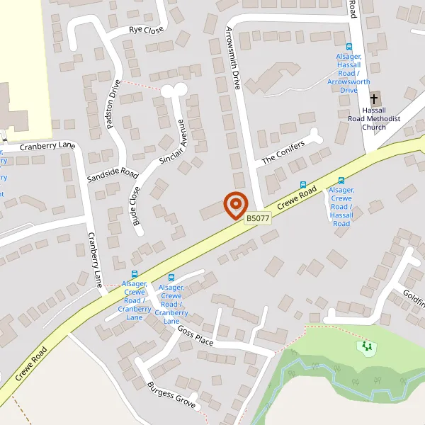 Map showing approximate location: Limewood, 163, CREWE ROAD, ALSAGER, STOKE-ON-TRENT, CHESHIRE, ST7 2JH