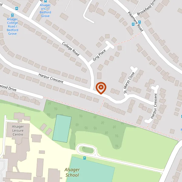 Map showing approximate location: 89, HARPUR CRESCENT, ALSAGER, ST7 2SX