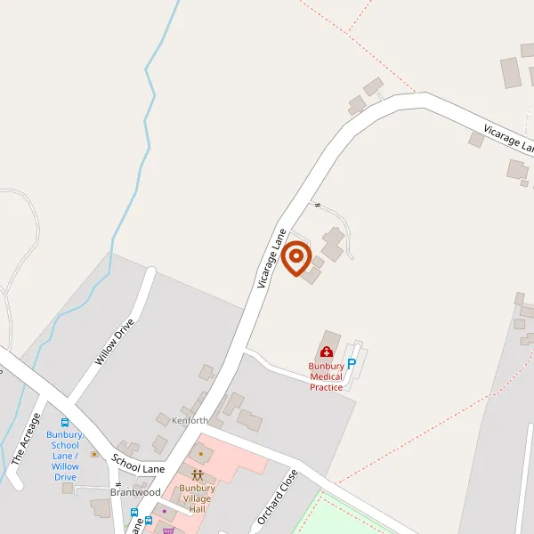 Map showing approximate location: Foxdale, Vicarage Lane, Bunbury, CW6 9PE