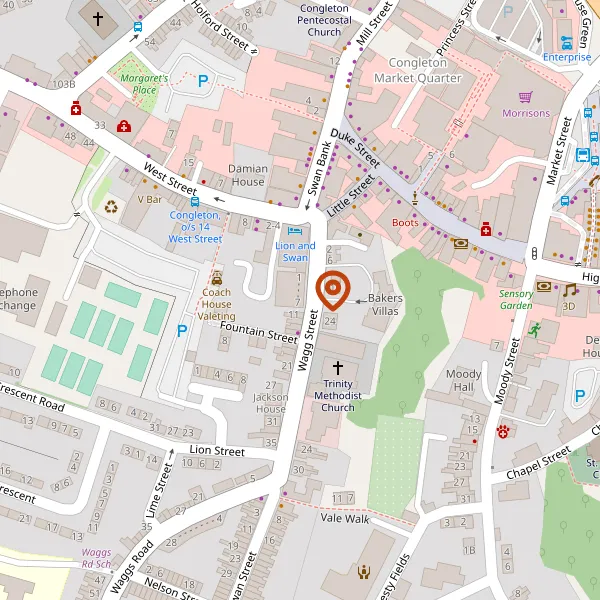 Map showing approximate location: Charter House, 7-9, WAGG STREET, CONGLETON, CW12 4BA