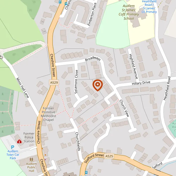 Map showing approximate location: Public Area To The Rear Of 10 Sycamore Close, Audlem