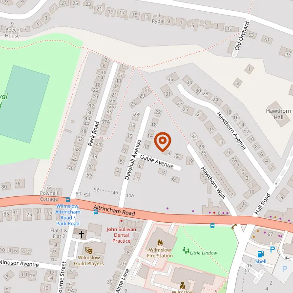 Map showing approximate location: 10, DAVEHALL AVENUE, WILMSLOW, CHESHIRE, SK9 5NE