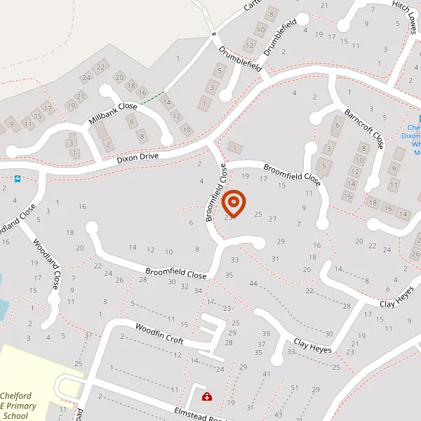 Map showing approximate location: Amenity Land, Broomfield Close, Chelford