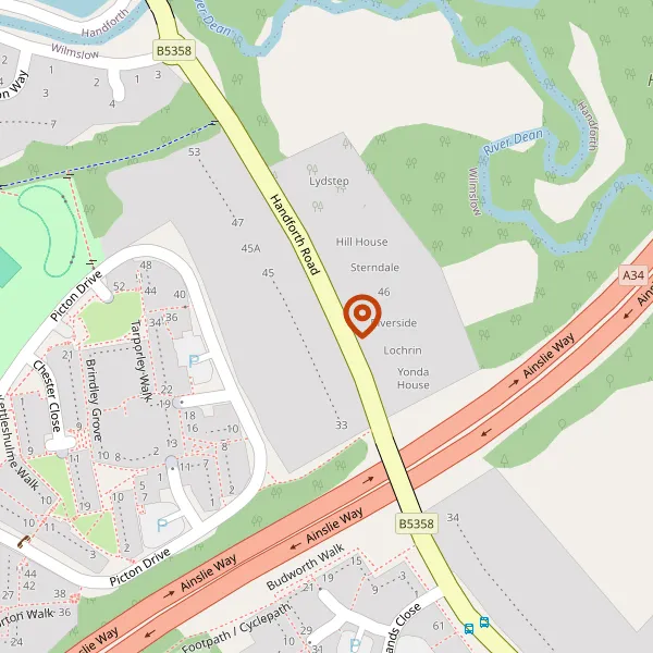 Map showing approximate location: 39, Handforth Road, Wilmslow, SK9 2LX