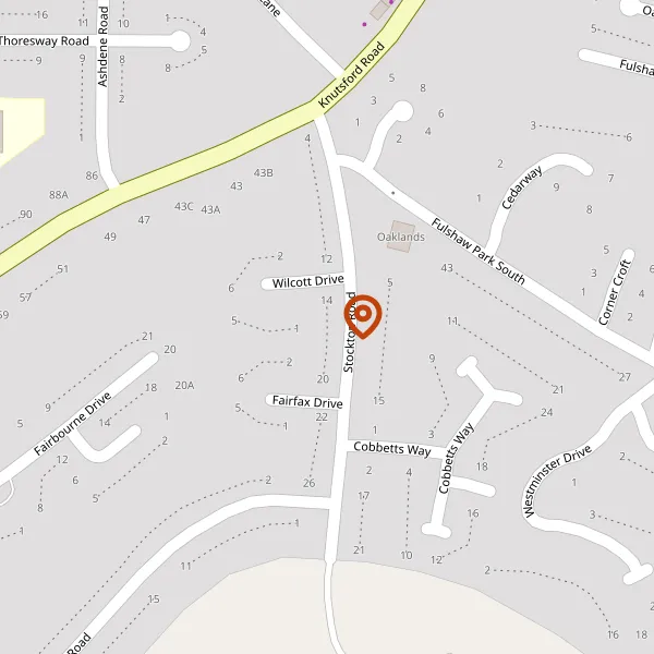 Map showing approximate location: 16, STOCKTON ROAD, WILMSLOW, SK9 6EU