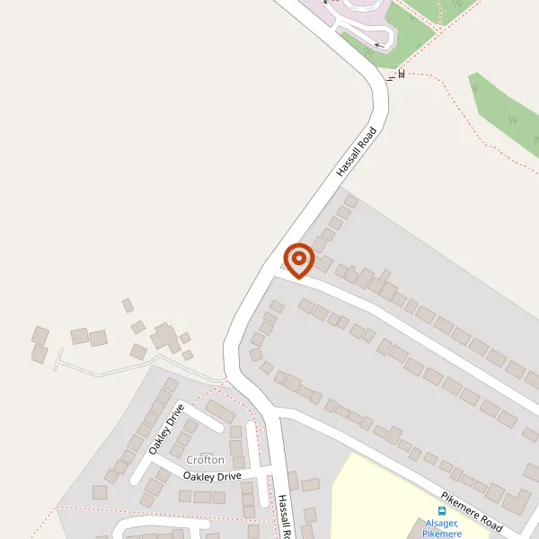 Map showing approximate location: 109, HASSALL ROAD, ALSAGER, CHESHIRE, ST7 2SZ