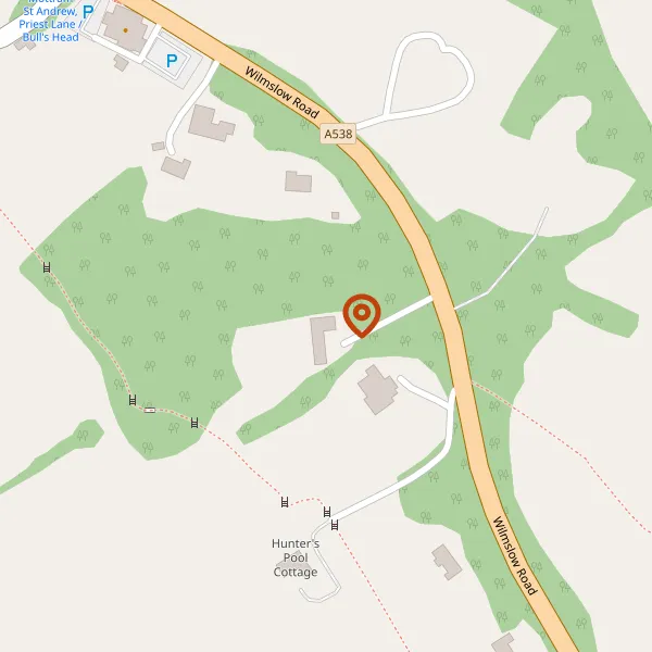 Map showing approximate location: Oak Grange, Wilmslow Road, Mottram St Andrew, Cheshire, SK10 4QH