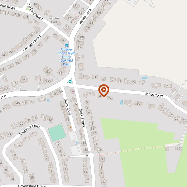 Map showing approximate location: Kendal, 3, Moss Road, Alderley Edge, SK9 7JA