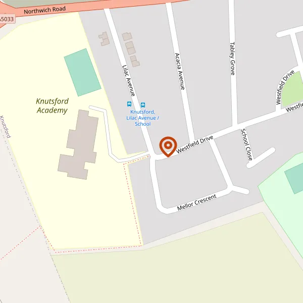 Map showing approximate location: 38, LILAC AVENUE, KNUTSFORD, CHESHIRE, WA16 0AZ