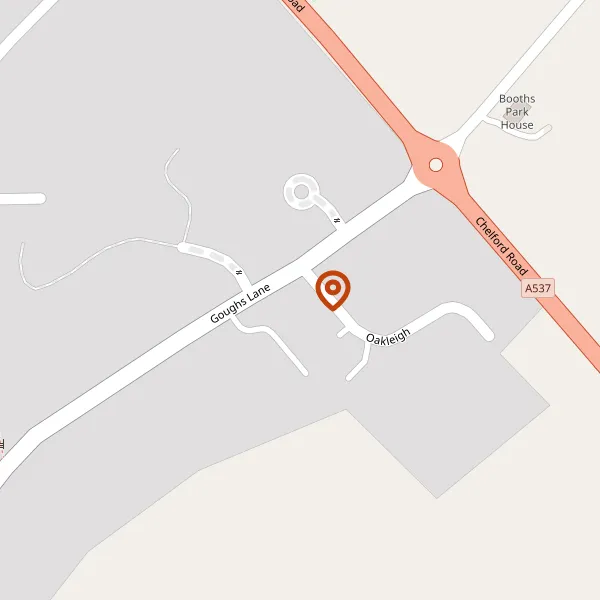 Map showing approximate location: Maple House, 62, GOUGHS LANE, KNUTSFORD, CHESHIRE, WA16 8QN