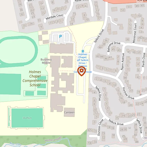 Map showing approximate location: Holmes Chapel Comprehensive School, Selkirk Drive, Holmes Chapel, CW4 7DX