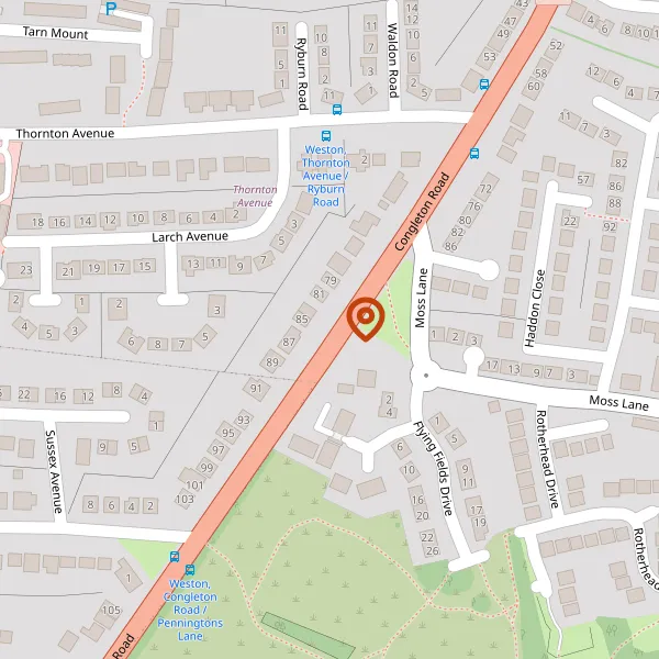 Map showing approximate location: 83, Congleton Road, Macclesfield, SK11 7UW