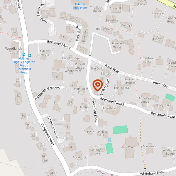 Map showing approximate location: Greyfriars, Beechfield Road, Alderley Edge, Sk9 7Au