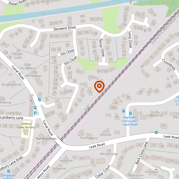 Map showing approximate location: Grange Cottage, 150, CANAL ROAD, CONGLETON, CW12 3AT