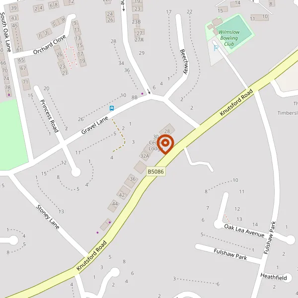 Map showing approximate location: 32, KNUTSFORD ROAD, WILMSLOW, SK9 6JB