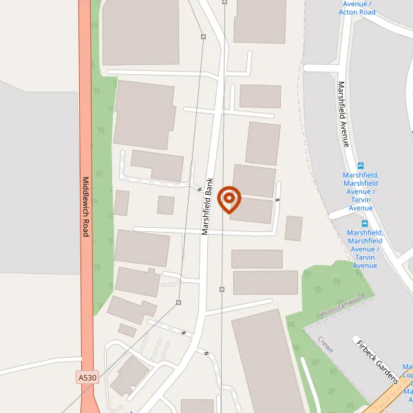 Map showing approximate location: Unit 2a, Marshfield Bank, Woolstanwood, Cheshire East, CW2 8UY