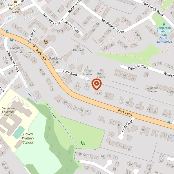 Map showing approximate location: 23, PARK LANE, CONGLETON, CW12 3DG