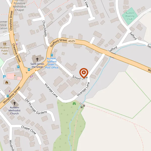 Map showing approximate location: Maybridge, School Lane, Audlem, Cheshire, CW3 0BA