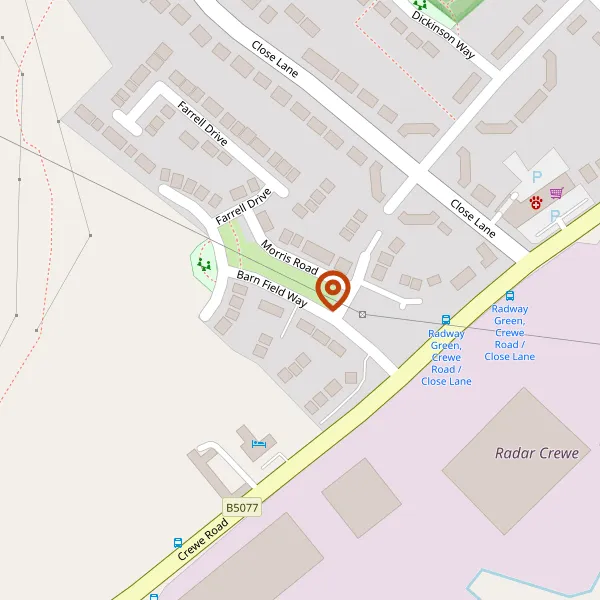 Map showing approximate location: 43, BARN FIELD WAY, ALSAGER, ST7 2GZ