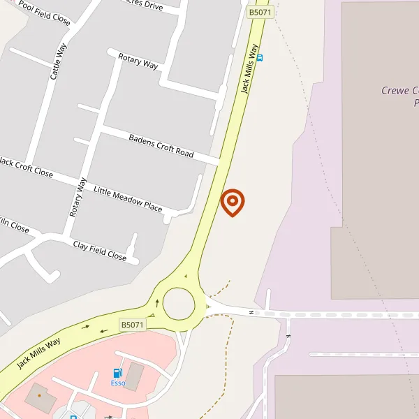 Map showing approximate location: BASFORD WEST DEVELOPMENT SITE, JACK MILLS WAY, SHAVINGTON, CHESHIRE