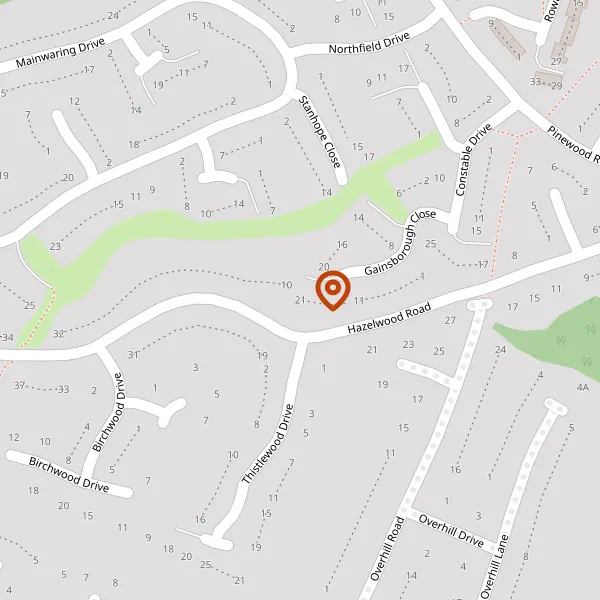 Map showing approximate location: 21, GAINSBOROUGH CLOSE, WILMSLOW, SK9 2NP