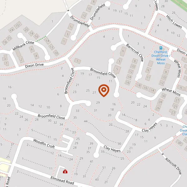 Map showing approximate location: SELWORTHY, 27, BROOMFIELD CLOSE, CHELFORD, CHESHIRE, SK11 9SL