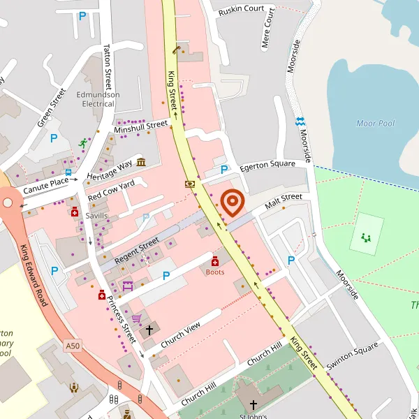 Map showing approximate location: 131, KING STREET, KNUTSFORD, CHESHIRE, WA16 6EH