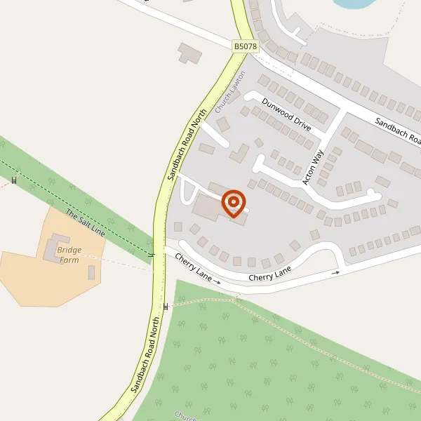 Map showing approximate location: Former Alsager Court Care Centre Site, Sandbach Road North, Church Lawton, ST7 3RG