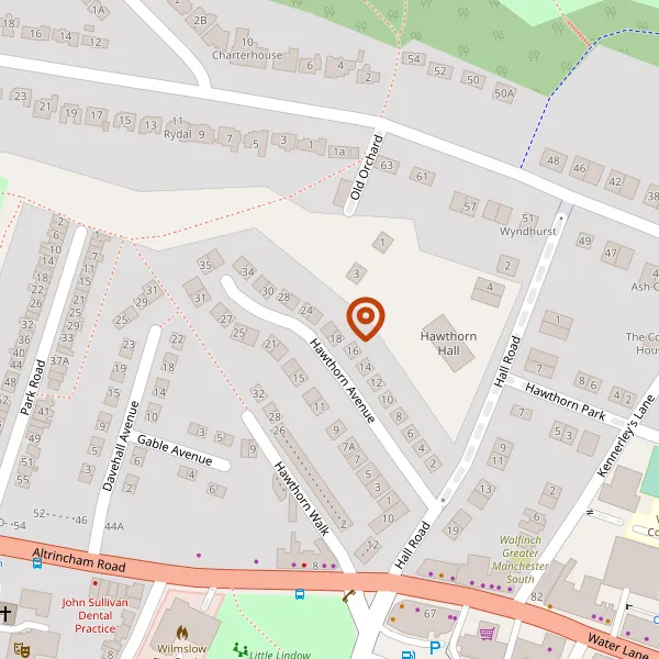 Map showing approximate location: 20, Hawthorn Avenue, Wilmslow, Cheshire, SK9 5BR