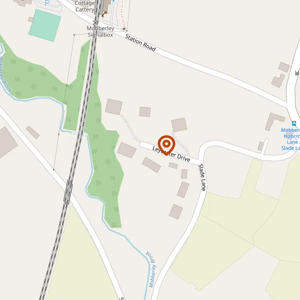 Map showing approximate location: MERRIEMOUNT, LEYCESTER DRIVE, MOBBERLEY, CHESHIRE, WA16 7QW