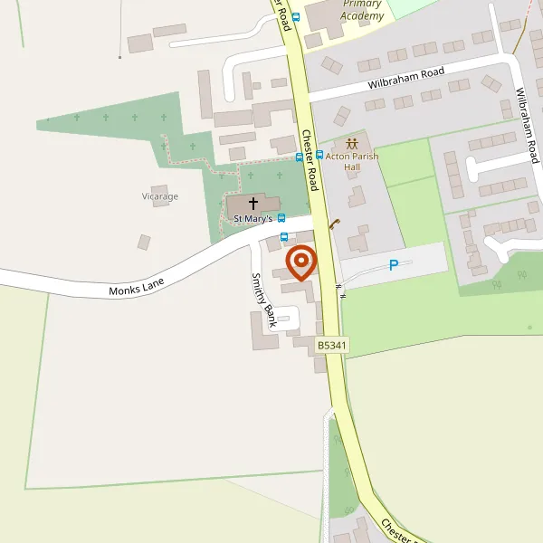 Map showing approximate location: The Meadows, Smithy Bank, Acton, CW5 8LF