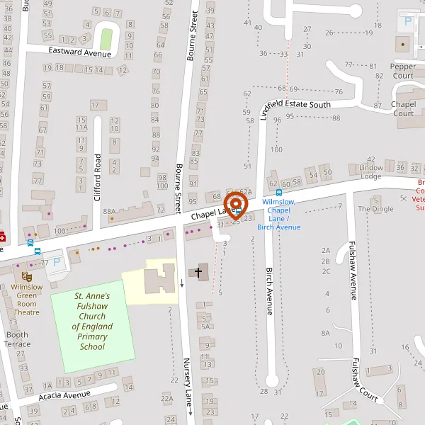 Map showing approximate location: 78A, Chapel Lane, Wilmslow, Cheshire, SK9 5JH