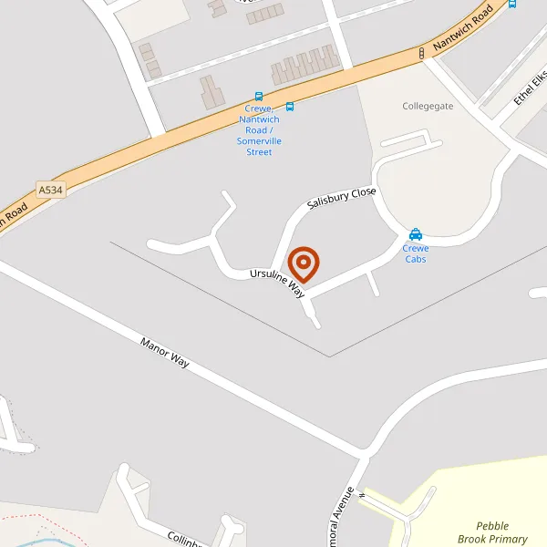 Map showing approximate location: 7, Ursuline Way, Crewe, CW2 6LB
