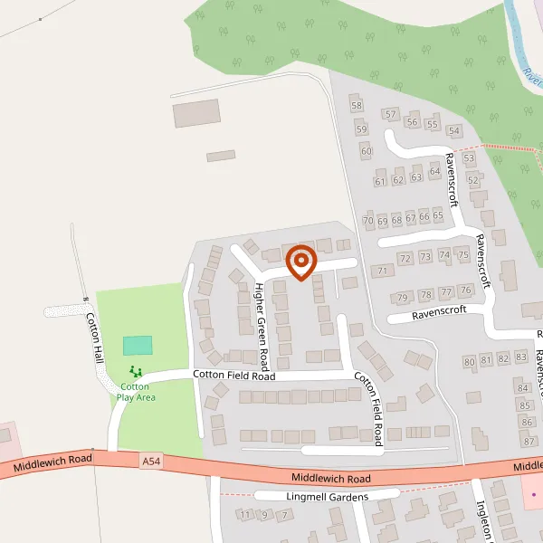 Map showing approximate location: Dane Meadow, Holmes Chapel