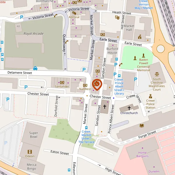 Map showing approximate location: 28, MARKET STREET, CREWE, CW1 2JJ