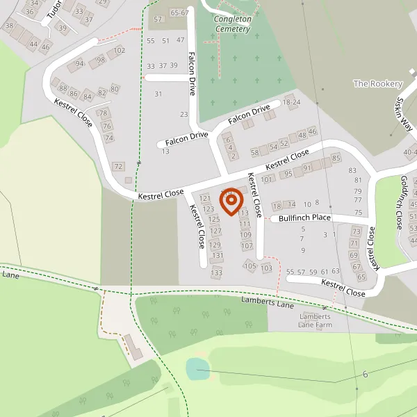 Map showing approximate location: 123, KESTREL CLOSE, CONGLETON, CW12 3QX