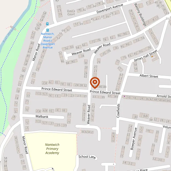 Map showing approximate location: 32, Prince Edward Street, Nantwich, CW5 5NR