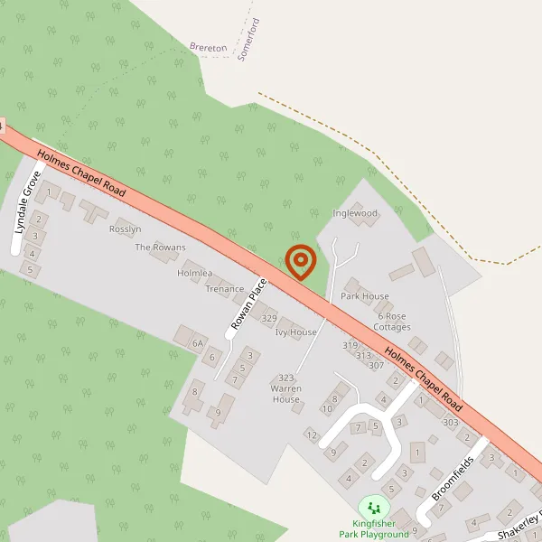 Map showing approximate location: 3, Rose Cottages, Holmes Chapel Road, Somerford, CW12 4SP