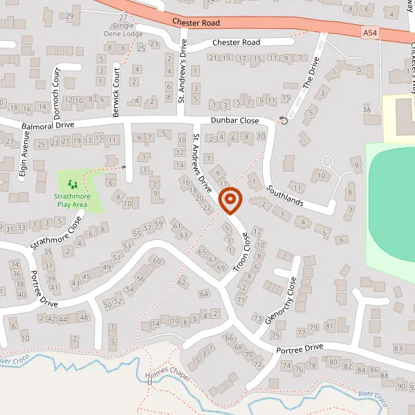 Map showing approximate location: 22, St Andrews Drive, Holmes Chapel, CW4 7DN