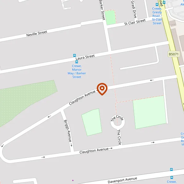 Map showing approximate location: 5, CLAUGHTON AVENUE, CREWE, CW2 6EZ