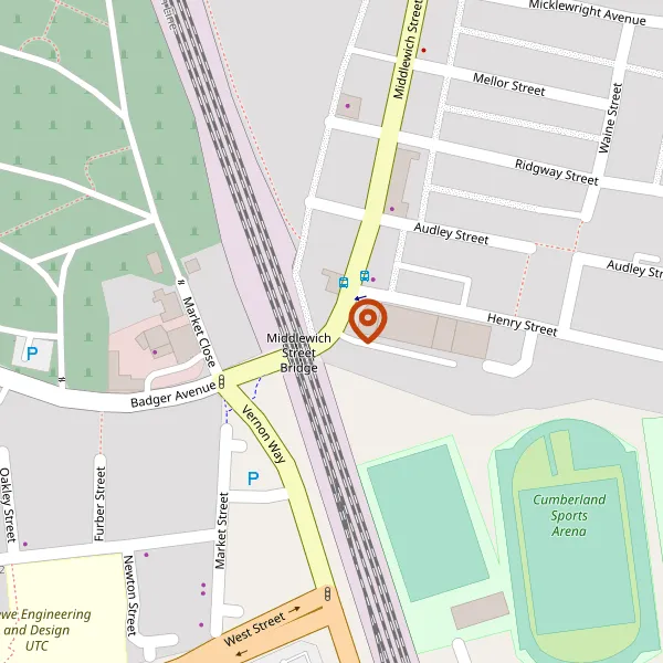 Map showing approximate location: Co-operative Funeral Directors, Middlewich Street, Crewe, CW1 4EA