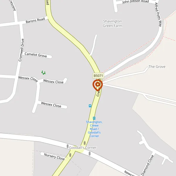 Map showing approximate location: 21, Crewe Road, Shavington, Cheshire, CW2 5JE