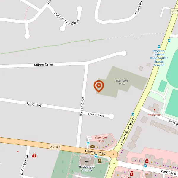 Map showing approximate location: 1, Burton Drive, Poynton, SK12 1AA